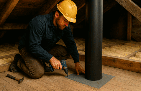Comment traverser des combles non aménagés avec un conduit de fumée ?